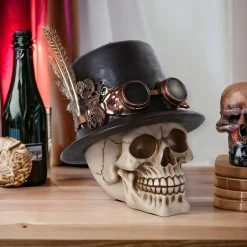 Steampunk Skull With Top Hat Figurine< New
