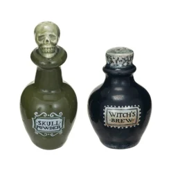 Stoneware Skull Powder And Witchs Brew Salt And Pepper Shakers< Outlet