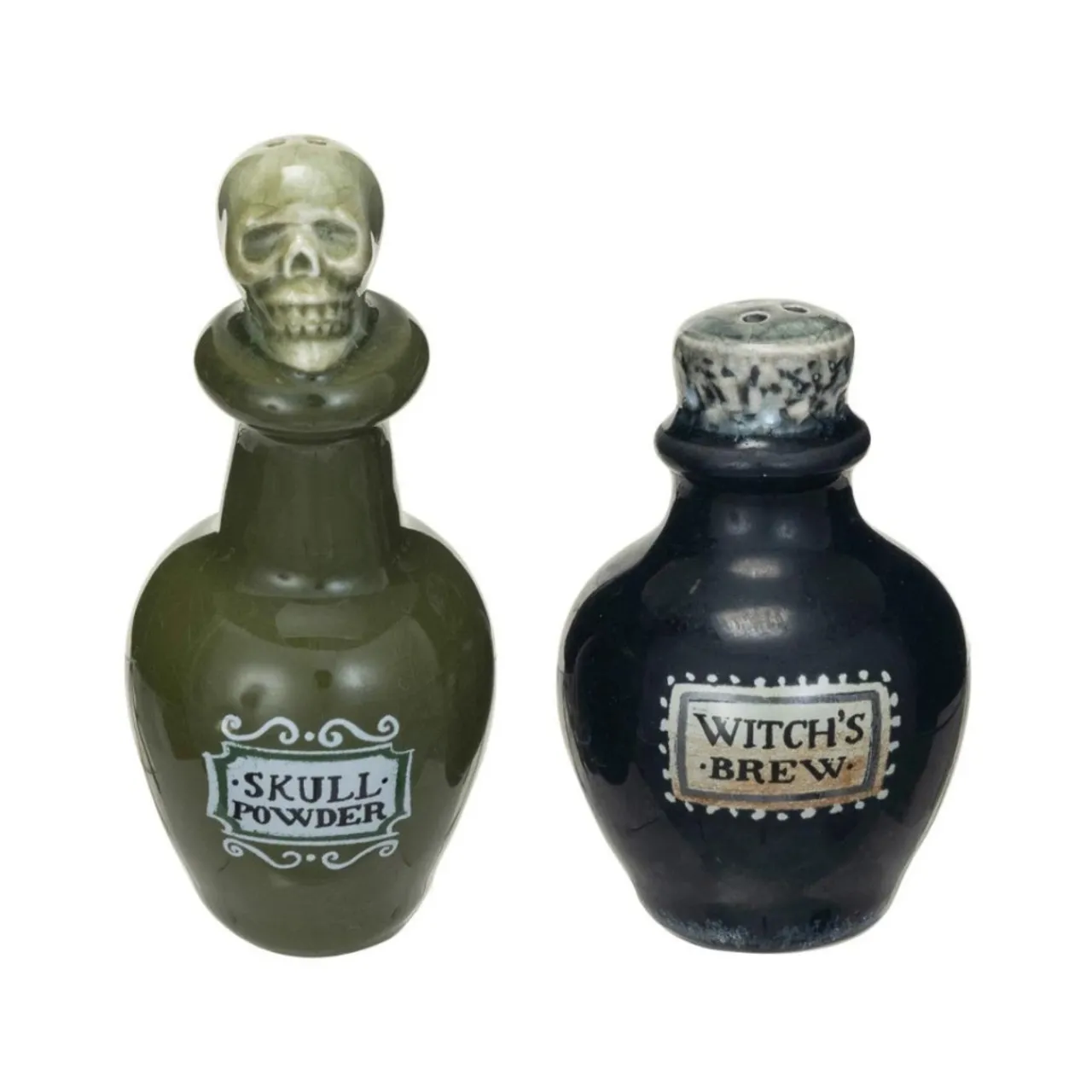 Stoneware Skull Powder And Witchs Brew Salt And Pepper Shakers< Outlet