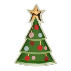 Stoneware Tree Shaped Gold Electroplating Plate< New