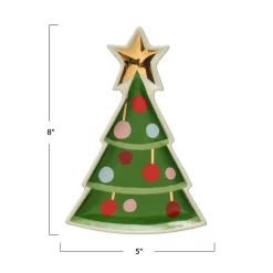 Stoneware Tree Shaped Gold Electroplating Plate< New