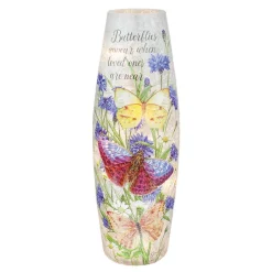 – Large Butterflies Appear With Blue Flowers Illuminated Lighted Vase<Stony Creek Discount