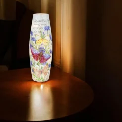 – Large Butterflies Appear With Blue Flowers Illuminated Lighted Vase<Stony Creek Discount