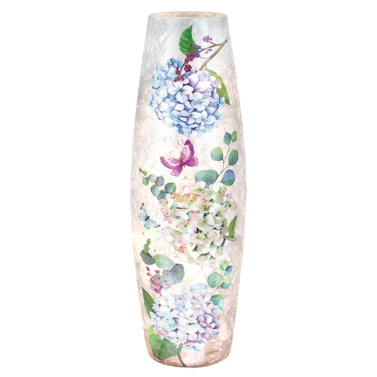– Large Pastel Hydrangeas And Purple Butterfly Illuminated Lighted V<Stony Creek Fashion