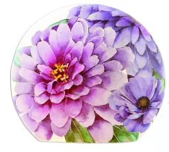 - Round Shaped Decorative Light - Handpainted With Purple Flowers<Stony Creek Outlet