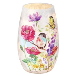 – Small Blooming Nature with Bird Illuminated Lighted Vase<Stony Creek New