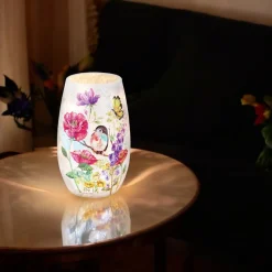 – Small Blooming Nature with Bird Illuminated Lighted Vase<Stony Creek New