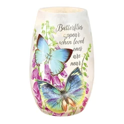 – Small Butterflies Appear With Purple Flowers Illuminated Lighted Vase<Stony Creek New