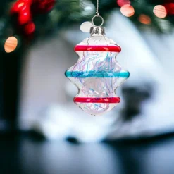 Striped Drop Ornament - 3 Colorful Stripes< Discount