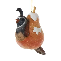 Sugar Frosted Partridge Pear Ornament 4" - E0911<Kurt Adler Discount