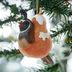 Sugar Frosted Partridge Pear Ornament 4" - E0911<Kurt Adler Discount