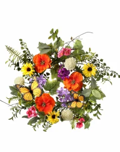 Summer Garden with Monarch Wreath 15"< Fashion