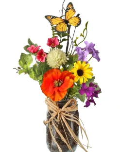 Summer Garden with Monarch in Jar 13"< Fashion