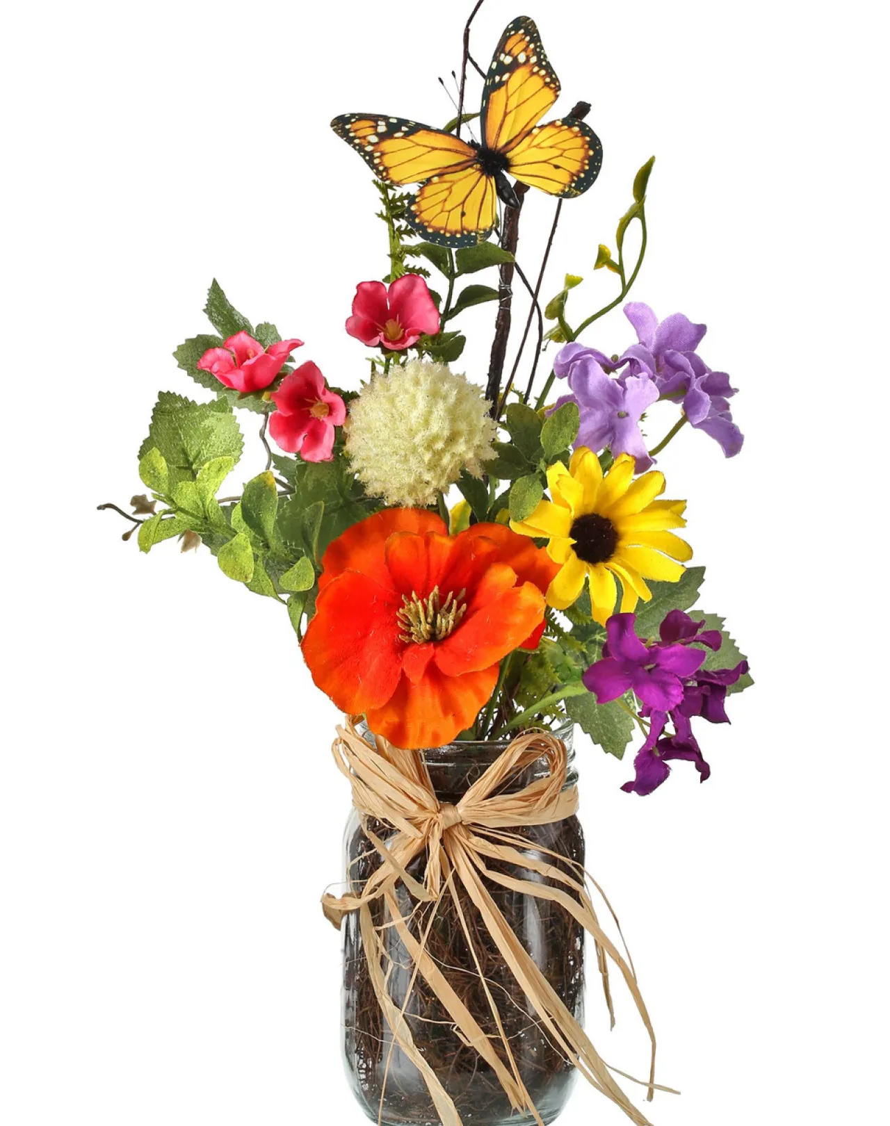 Summer Garden with Monarch in Jar 13"< Fashion