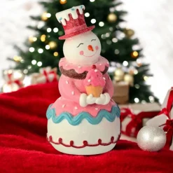 Sweets Candy Snowman Figurine Holding Cupcake< Best
