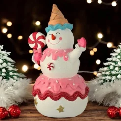 Sweets Candy Snowman Figurine Holding Peppermint< Sale