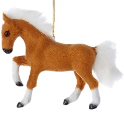 Tan Coat and White Mane Plush Horse Ornament<Kurt Adler Discount