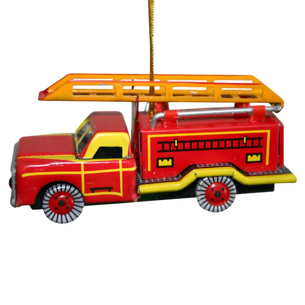 Tin Firetruck Ornament< New
