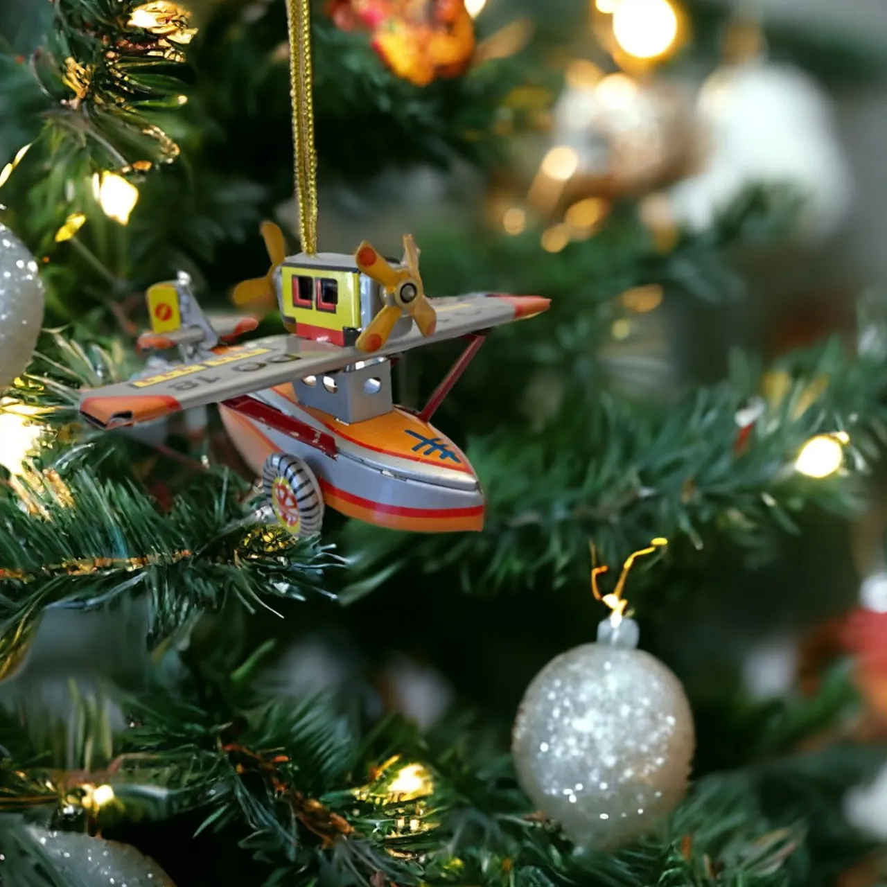Tin Sea Plane Ornament< Best