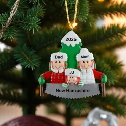 Tree Cutting Family of 3 Personalized Ornament< Discount