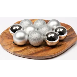 Tube of 10 Silver Shatterproof Ornaments< Clearance