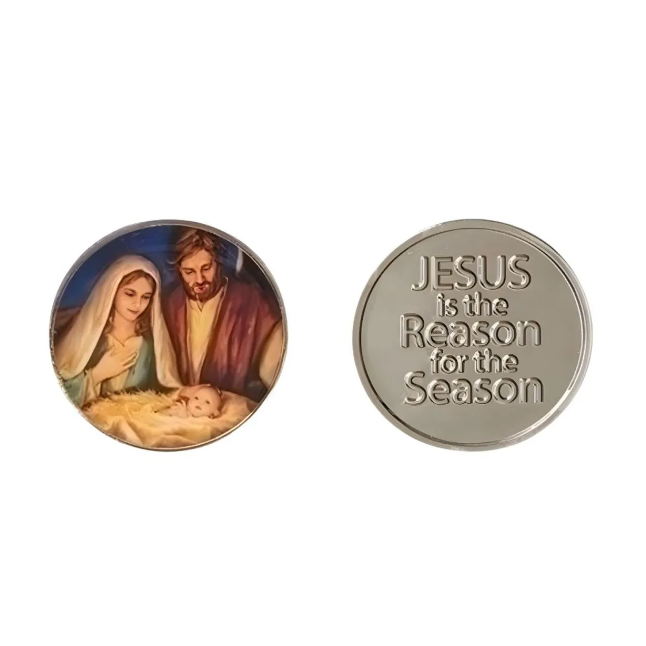 Two-Sided Nativity & Message Coin - Jesus Is The Reason< Outlet