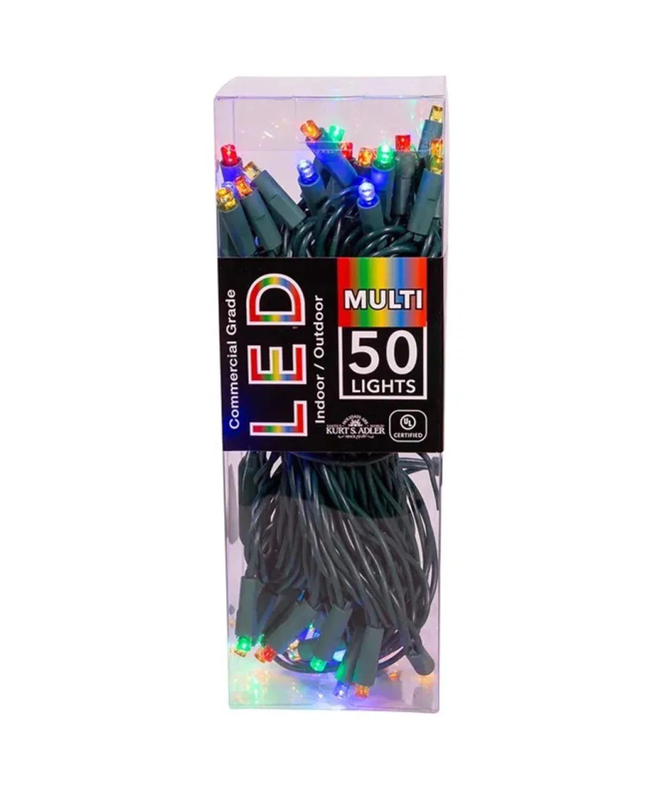 UL 50-Light 5MM Multicolored LED Green Wire Light Set<Kurt Adler Discount