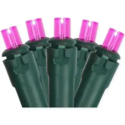 UL 50-Light 5MM Pink LED Green Wire Light<Kurt Adler Hot