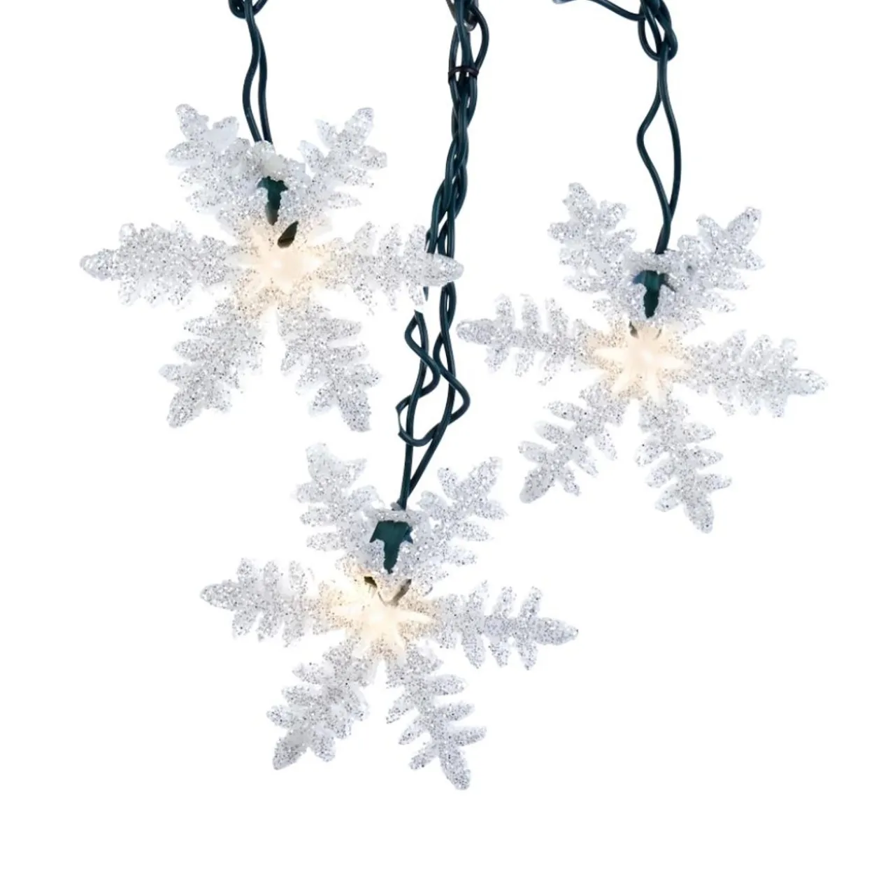 UL 10-Light White Snowflake Light Set<Kurt Adler Outlet