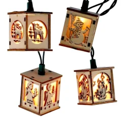 UL 10-Light Wooden Lantern Light Set<Kurt Adler New