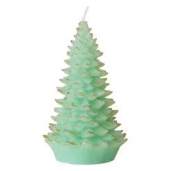 Unscented Mint Green with Gold Tips Tree Shaped Candle< Clearance