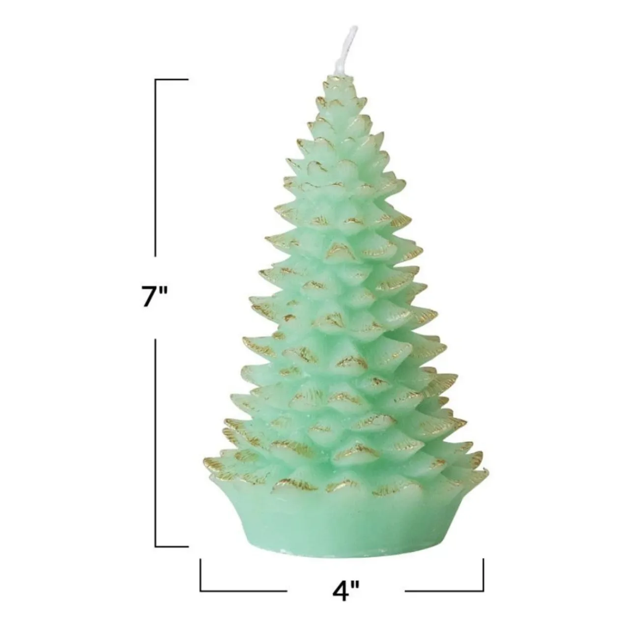 Unscented Mint Green with Gold Tips Tree Shaped Candle< Clearance