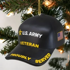 US Army Veteran Cap Ornament, 3.5in Resin, AM2241<Kurt Adler New