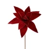 Velvet Glitter Edge Jewel Burgundy Poinsettia Stem< Clearance