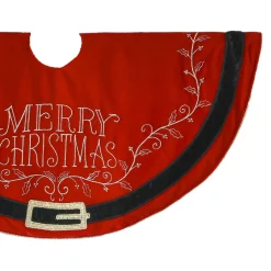 Velvet Santa Belt Merry Christmas Tree Skirt< Fashion
