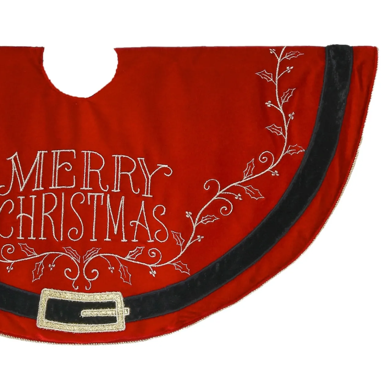 Velvet Santa Belt Merry Christmas Tree Skirt< Fashion