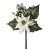 Velvet White Poinsettia Berry Pine Iced Pick< Discount