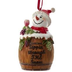 Vineyard Snowman In Wine Barrel Ornament<Kurt Adler Best