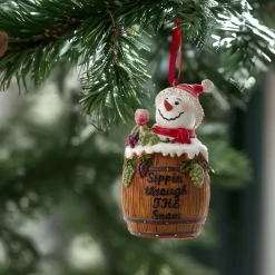 Vineyard Snowman In Wine Barrel Ornament<Kurt Adler Best
