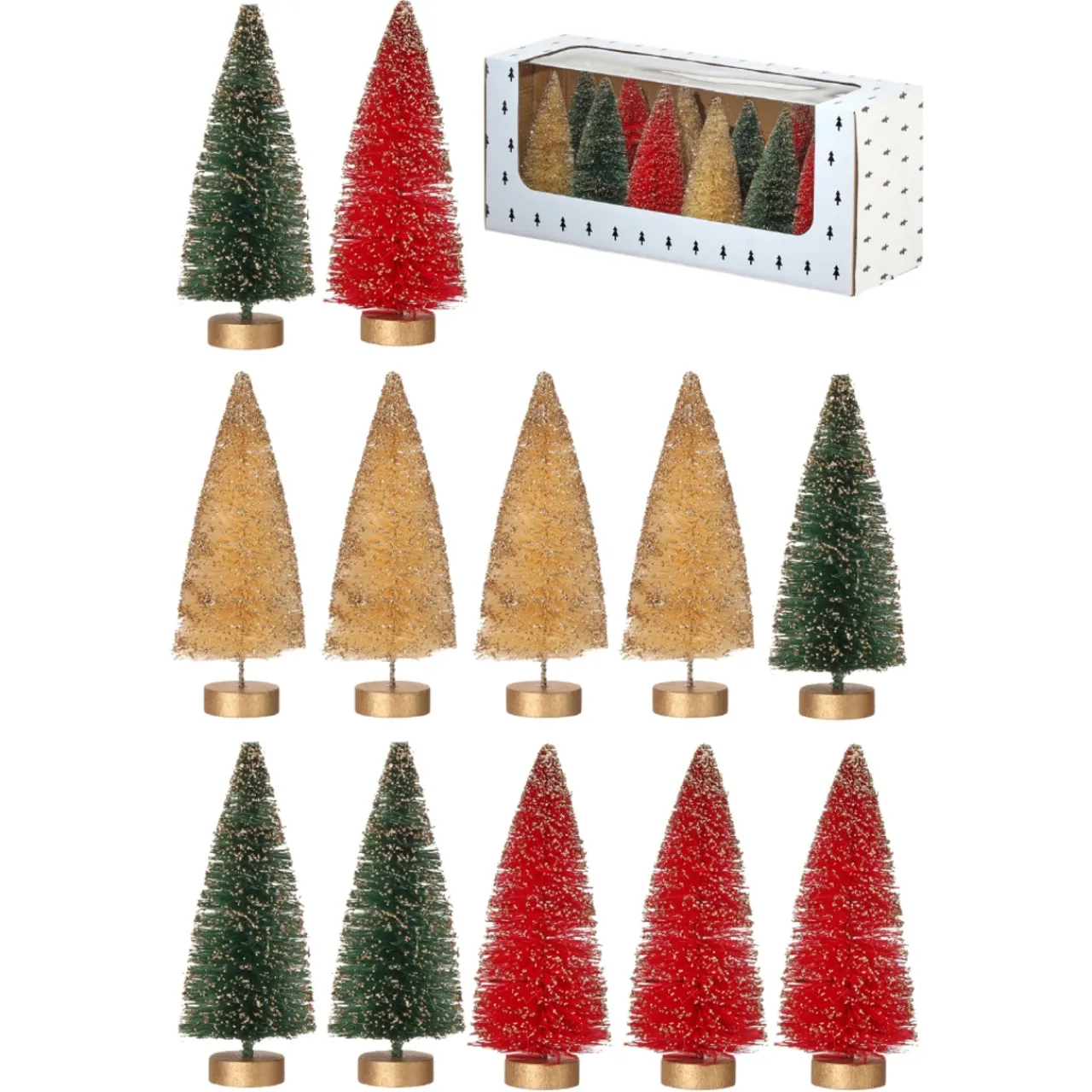 Vintage Glitter Small Sisal Trees Box of 12< Fashion