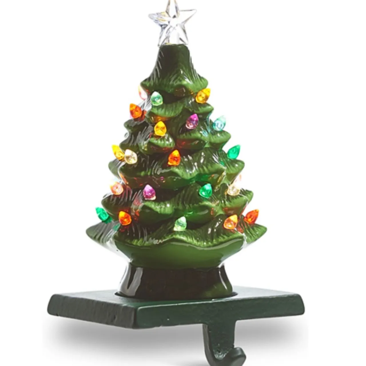 Vintage Lit Green Tree Stocking Holder< Hot