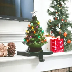 Vintage Lit Green Tree Stocking Holder< Hot
