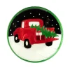 Vintage Red Truck With Tree Glass Serving Plate< Sale
