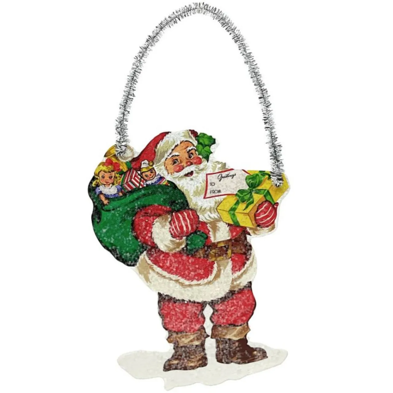 Vintage Santa with Green Sack Ornament< Clearance