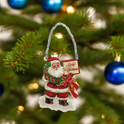 Vintage Santa with Merry Christmas Sign Ornament< Outlet