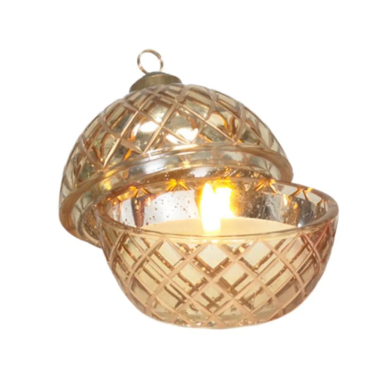 Vintage-Inspired LED Candle Glass Ornament, Golden Glow< Discount