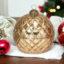 Vintage-Inspired LED Candle Glass Ornament, Golden Glow< Discount