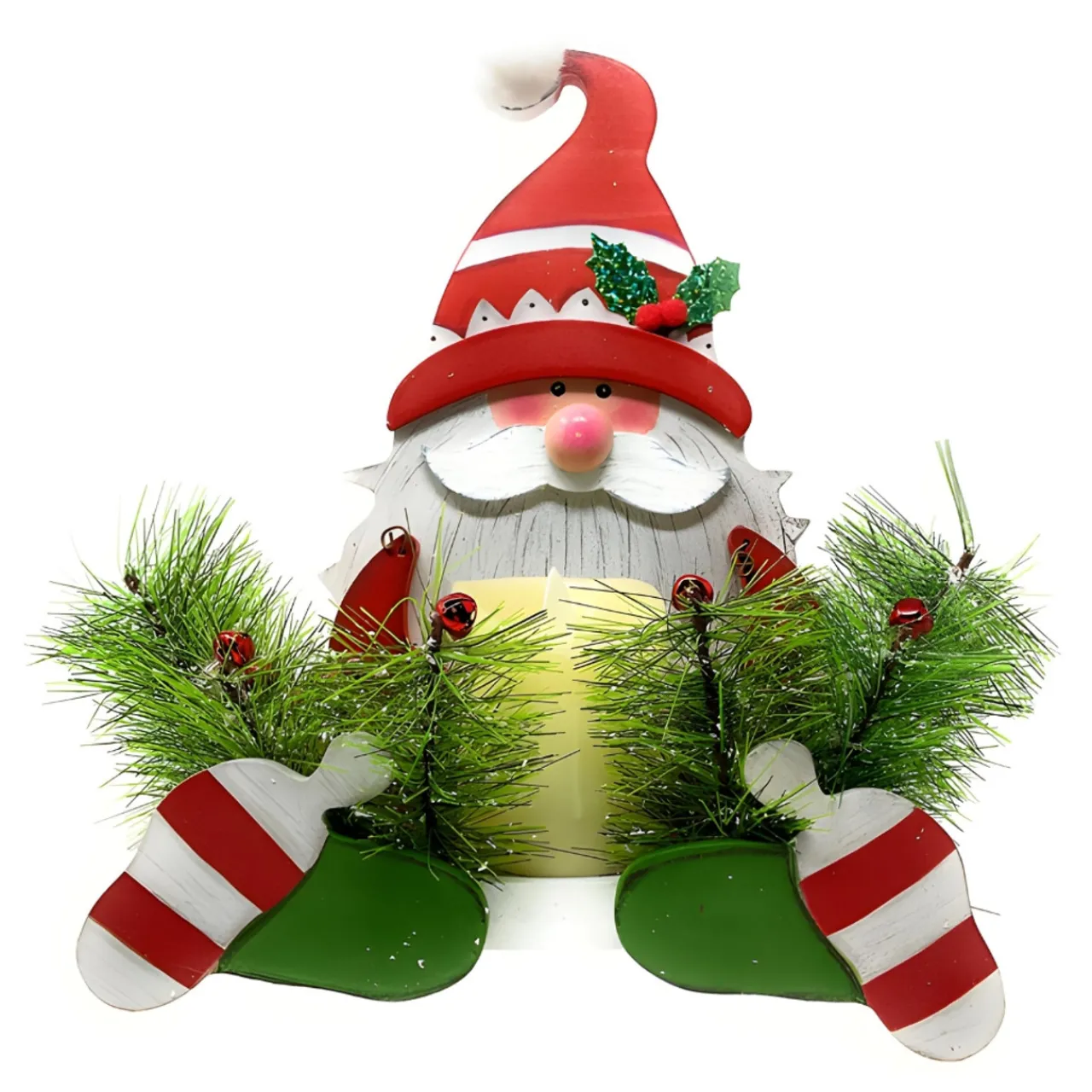 Whimsical Santa With Candle Mantle Decor< Hot