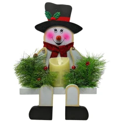 Whimsical Wooden Snowman Candle Sitter< Online