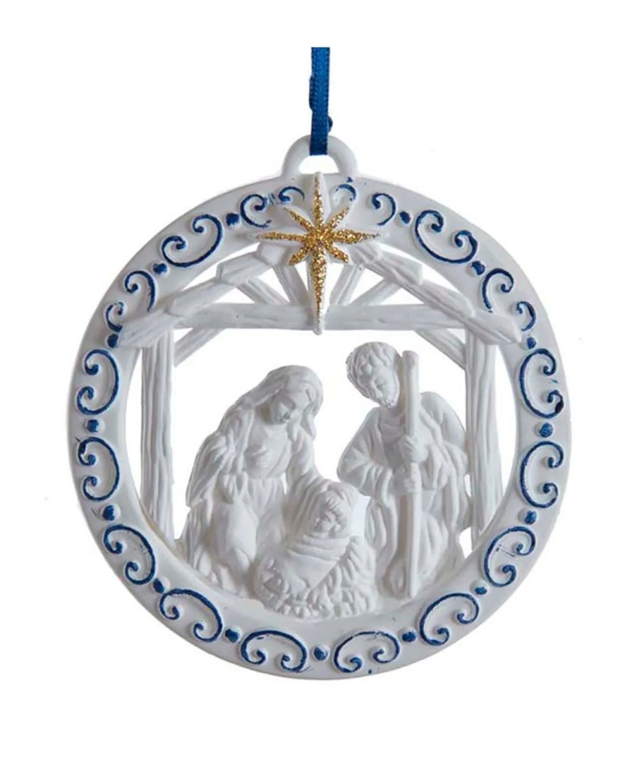 White and Blue Nativity Family Ornament<Kurt Adler Best